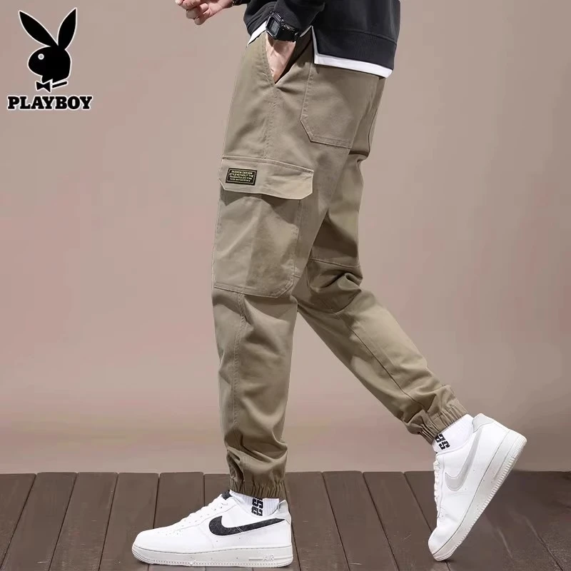 花花公子2025新款男士工装休闲裤春秋季时尚潮牌宽松束脚长裤子男