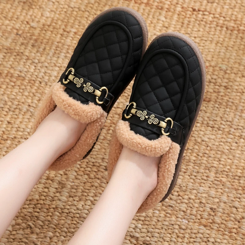 棉鞋女加绒加厚新款保暖休闲鞋2024年冬季休闲豆豆鞋女防水雪地靴