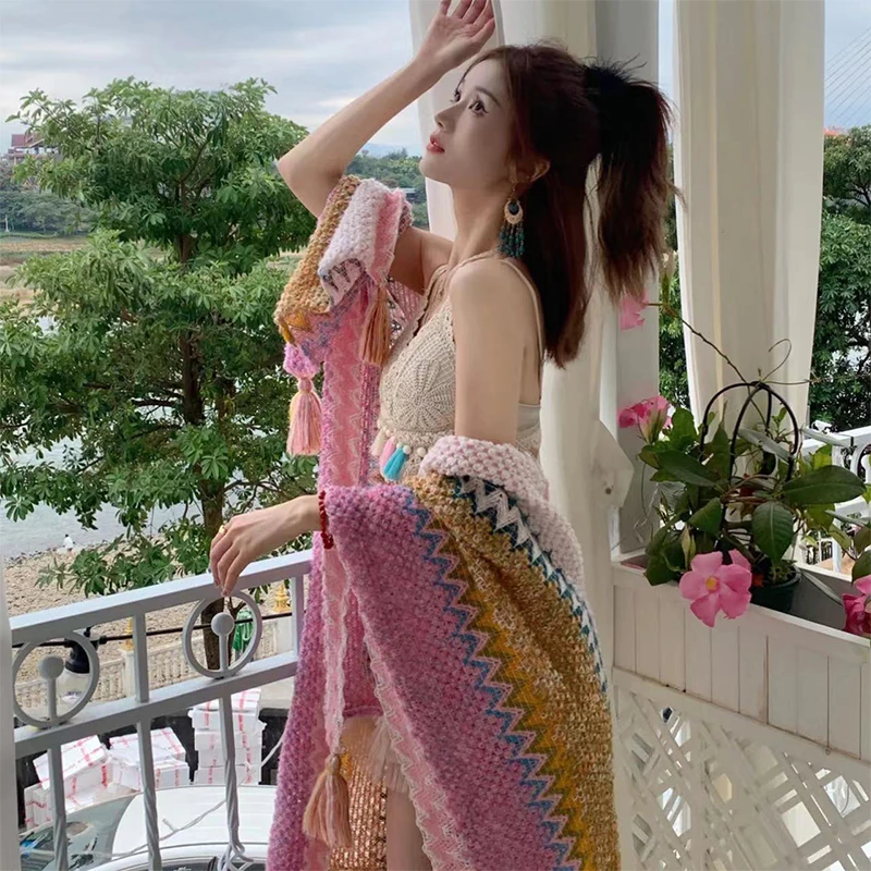 民族风披肩针织丽江云南时尚外搭旅游保暖披风女