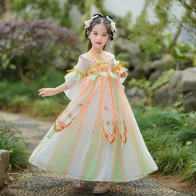 女童汉服夏季新款唐装中国风襦裙小女孩古装中大童儿童连衣裙夏季