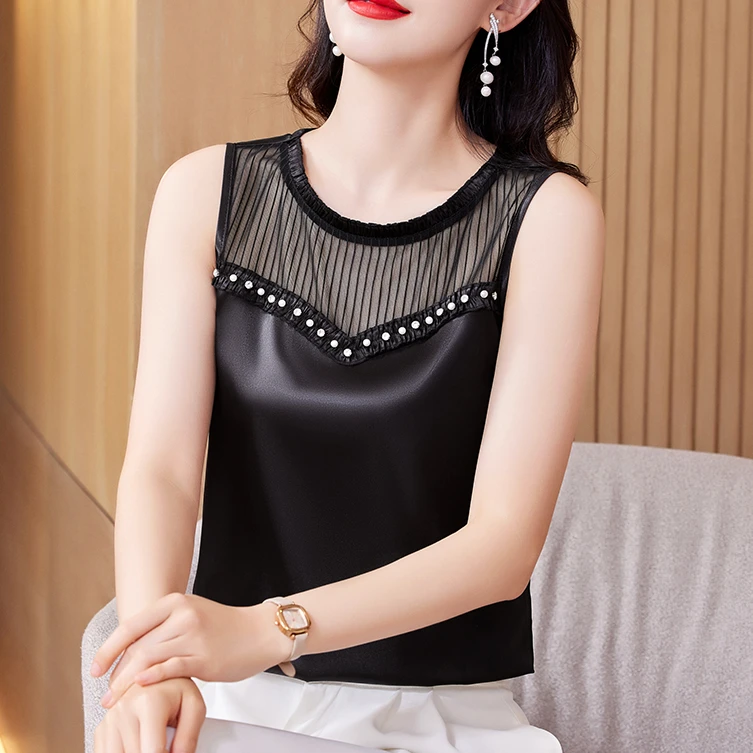 红色蕾丝吊带背心女内搭气质缎面春夏新款大码打底外穿无袖上衣女