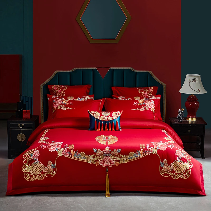 2022新款60支全工艺喷气长绒棉婚庆多件套