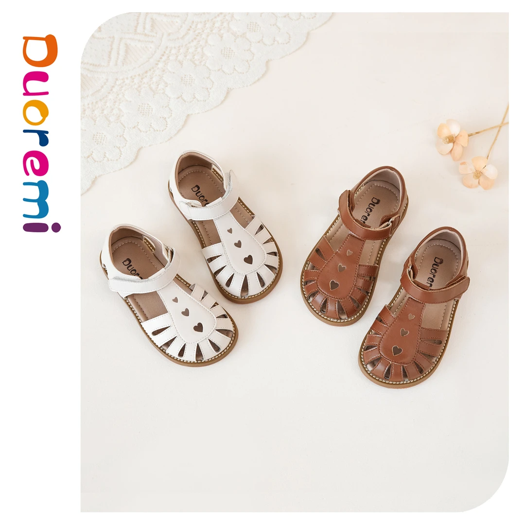 Duoremi儿童凉鞋BR2441女童淑女包头包脚百搭镂空爱心软底凉鞋