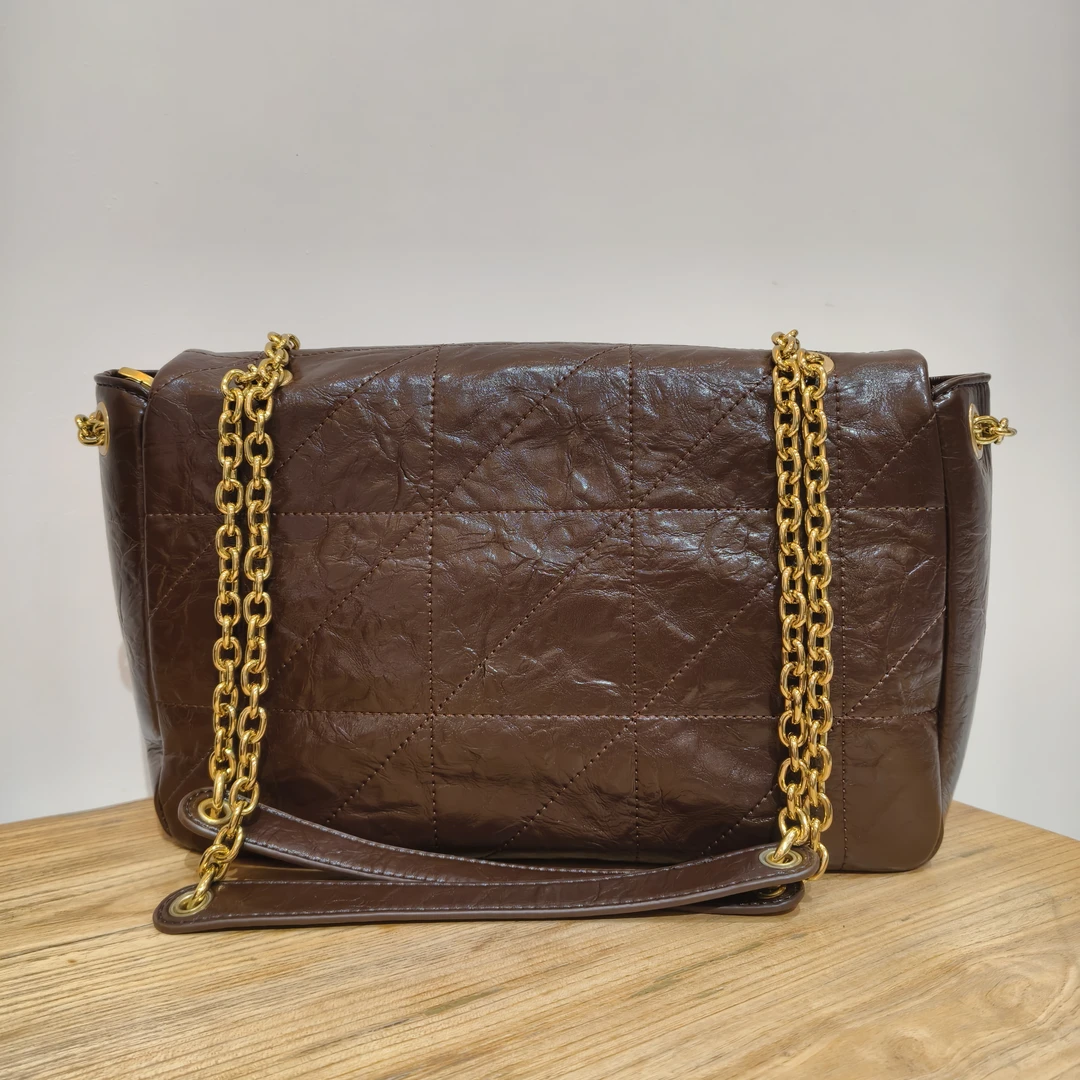 HIRMRIS手工真皮包550662-可可咖 斜纹大翻盖阳