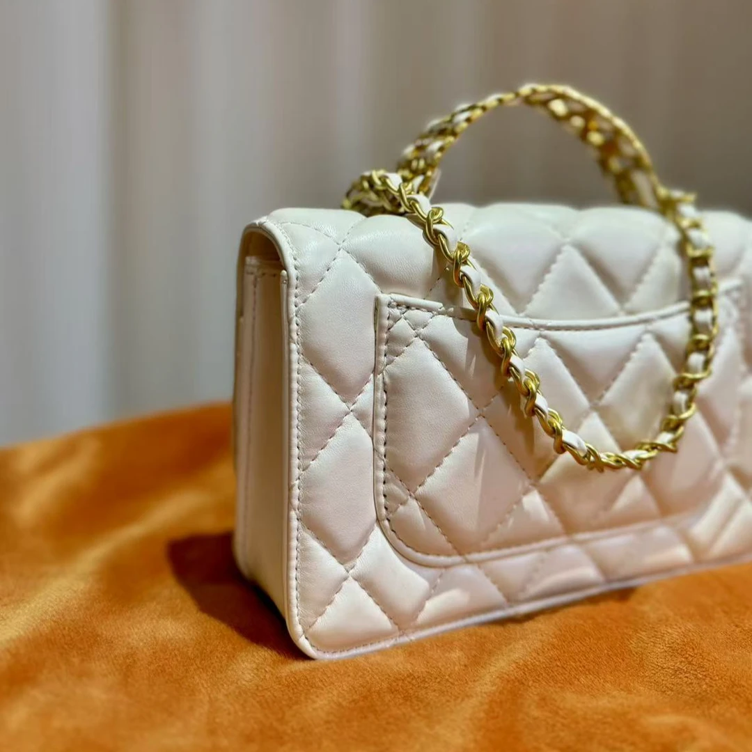 HIRMRIS手工真皮包19-550593-白  镂空手柄香