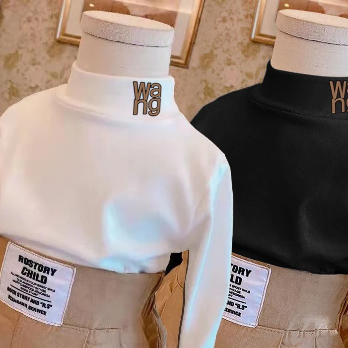 自发热德绒上衣儿童半高领打底衫2024秋冬新款男女童长袖保暖T恤