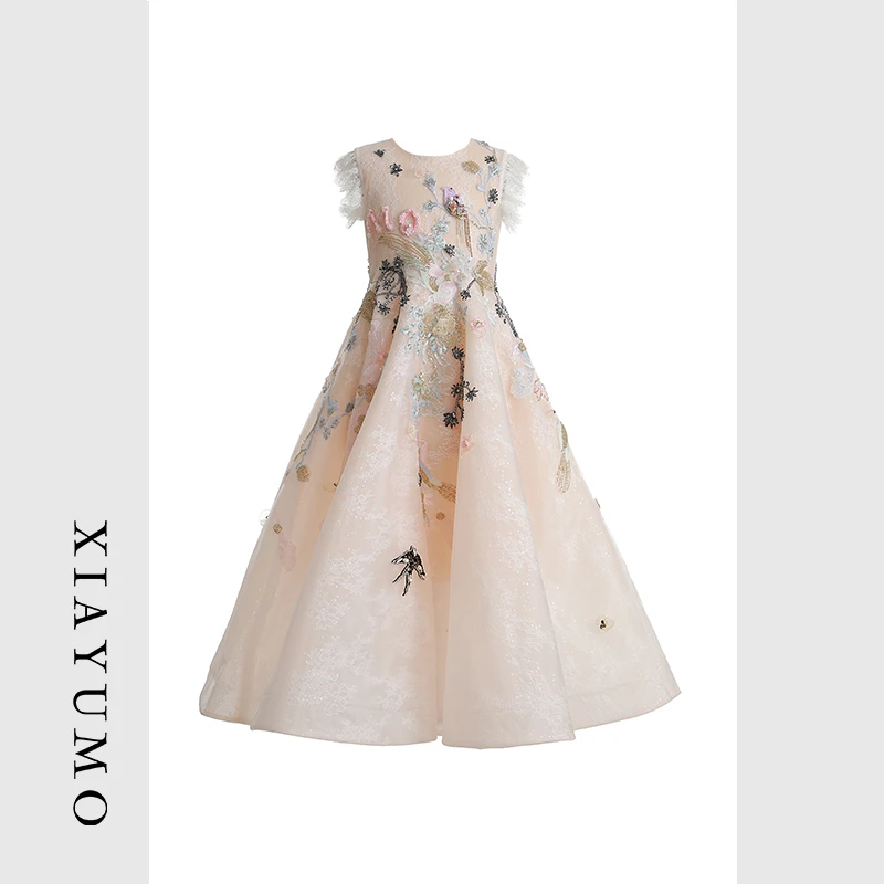 39LM581专属浮力链接夏羽墨女孩钢琴粉色玄鸟花朵年度礼服