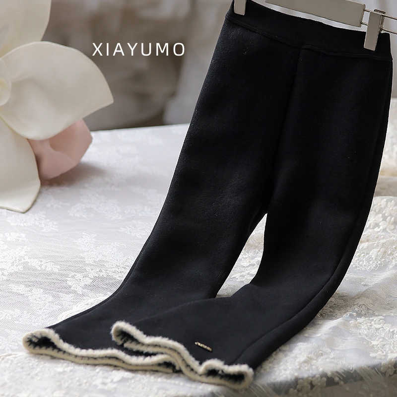 夏羽墨女童喇叭打底裤秋冬新款微喇裤礼服搭配冬季时尚宝宝打底裤