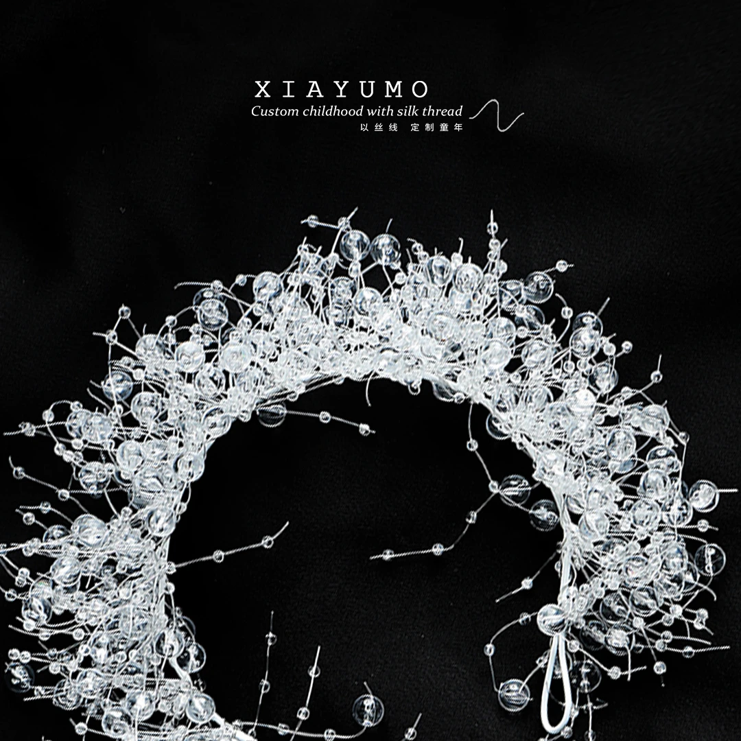 夏羽墨女童白色水晶发饰礼服甜美公主配饰轻奢头饰