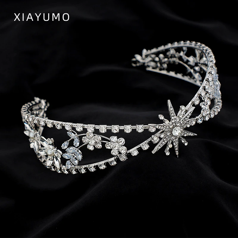 夏羽墨原创设计儿童饰品银色雪花皇冠女孩手工王冠女童时尚头饰