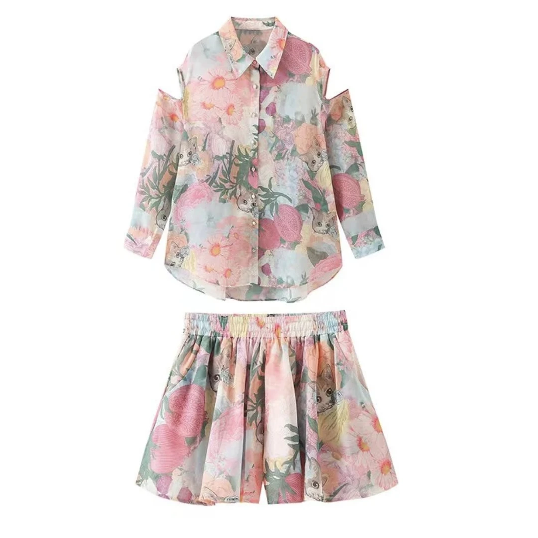 【花事】减龄显白设计感百搭撞色休闲风气质时尚套装HT947