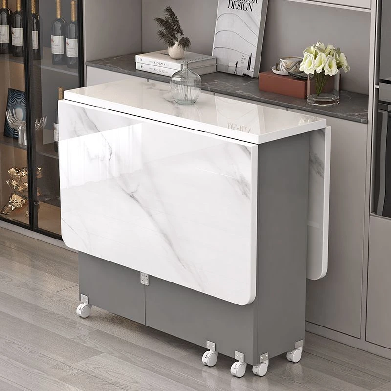 新疆包邮折叠餐桌家用小户型简易多功能可移动带轮出租房长方形吃