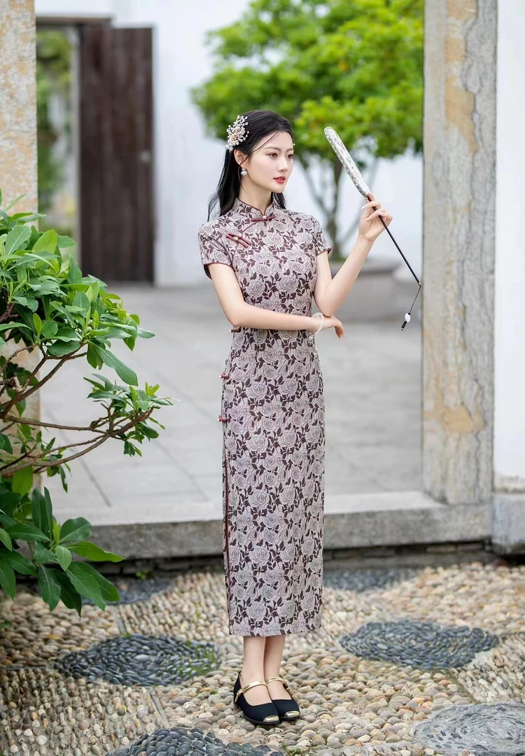 春娇 日常气质文艺国风复古优雅气质长款旗袍