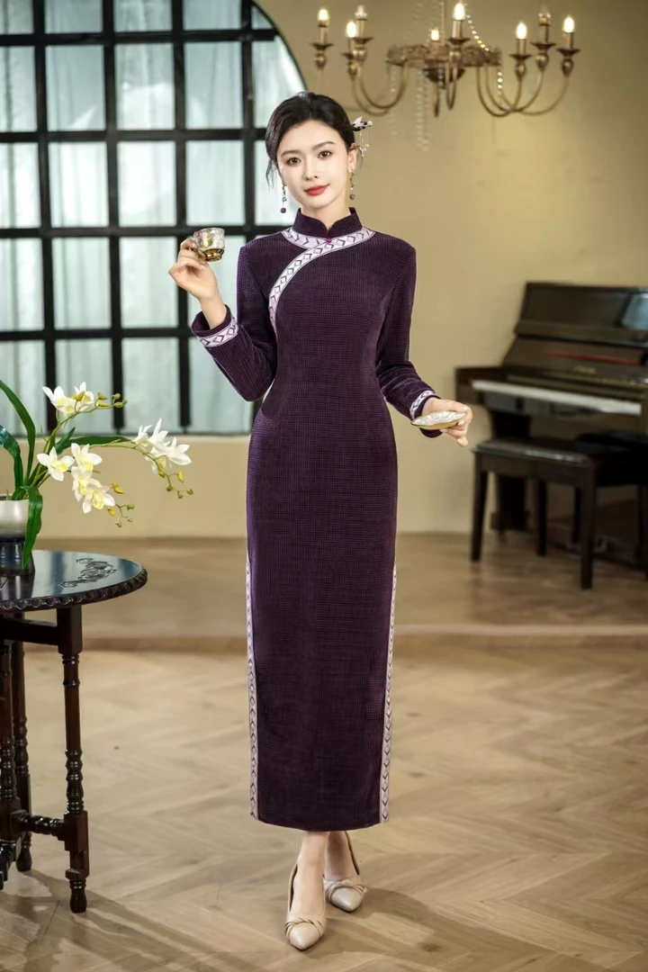 花语 秋冬新款日常气质文艺国风复古旗袍