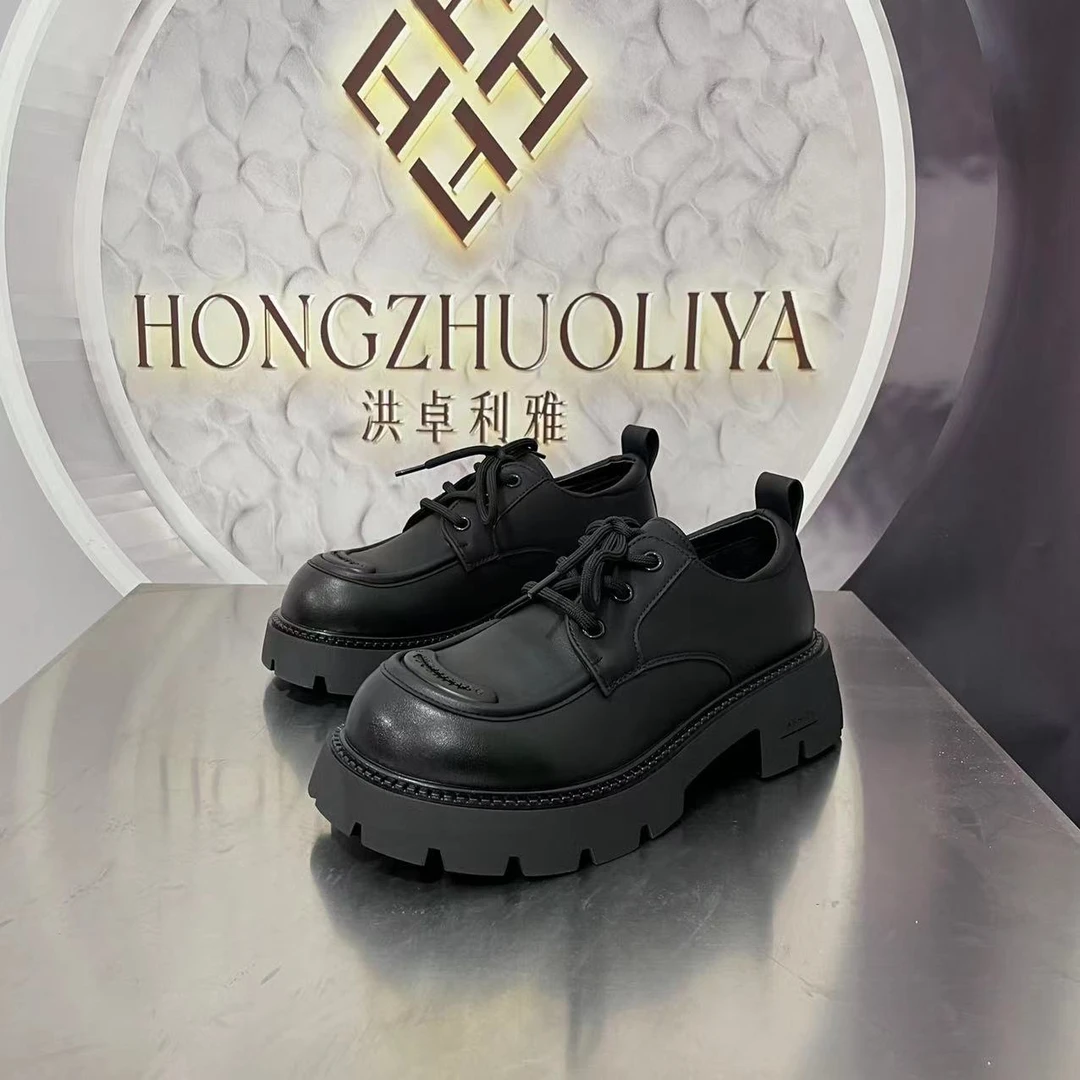 2025-3新款2023秋冬绒里新款厚底乐福鞋学院风鞋时尚圆头百搭女