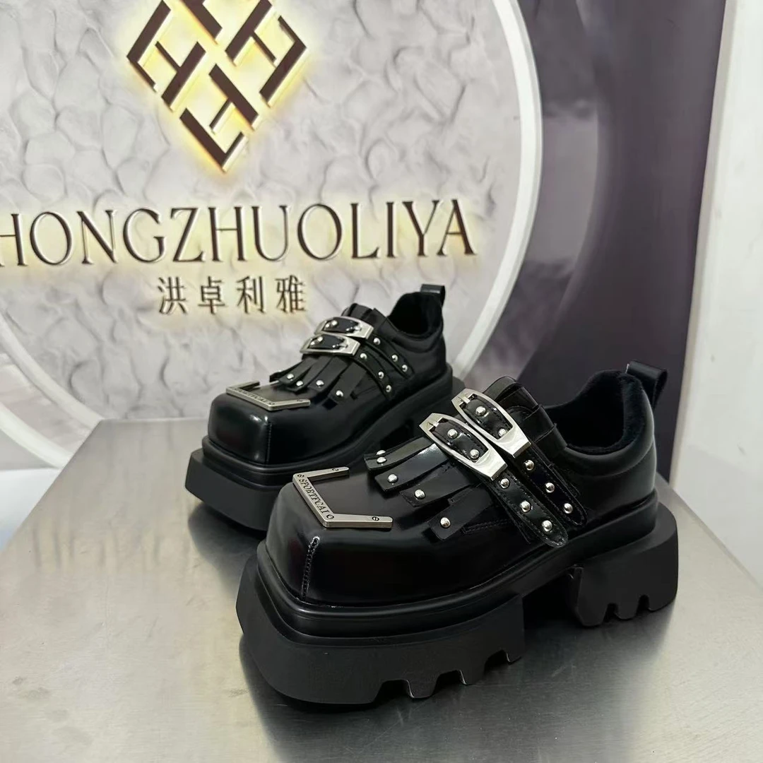 912-53单里新款2024厚底乐福鞋学院风小皮鞋圆头百搭单鞋白色