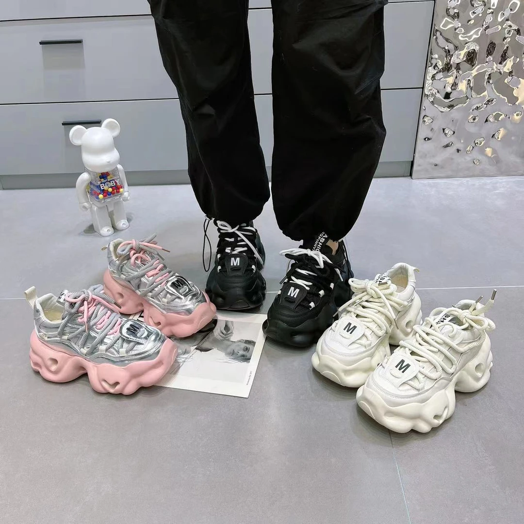 7575-5冬季新款2023爆款绒里高级感时尚老爹鞋厚底女款百搭透气