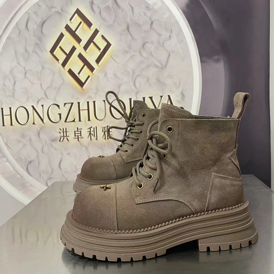811-15新款2024单里精品百搭潮流马丁靴中筒烟筒黑色女士春秋
