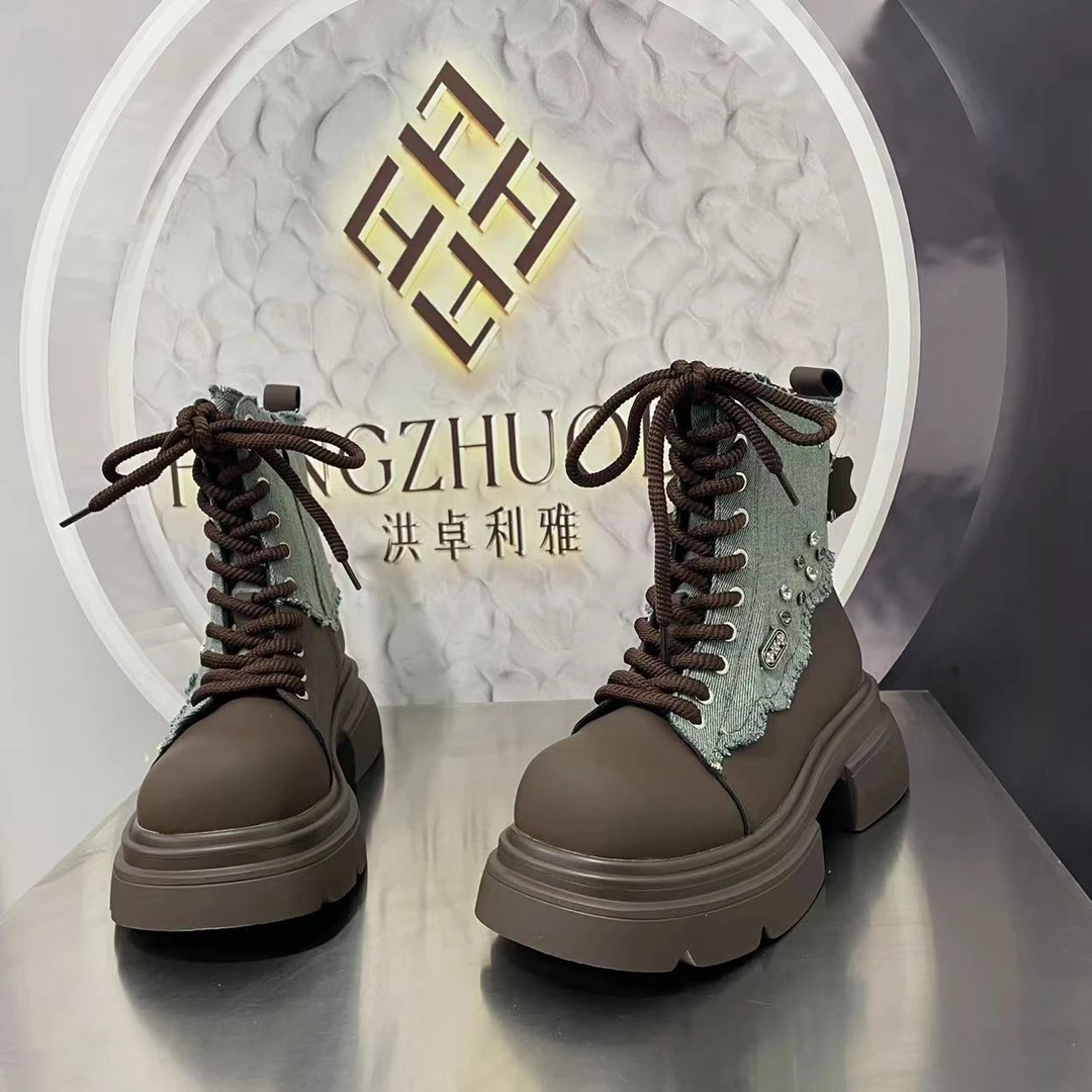 680-2新款2023单里时尚精品百搭潮流马丁靴瘦瘦靴高帮黑色