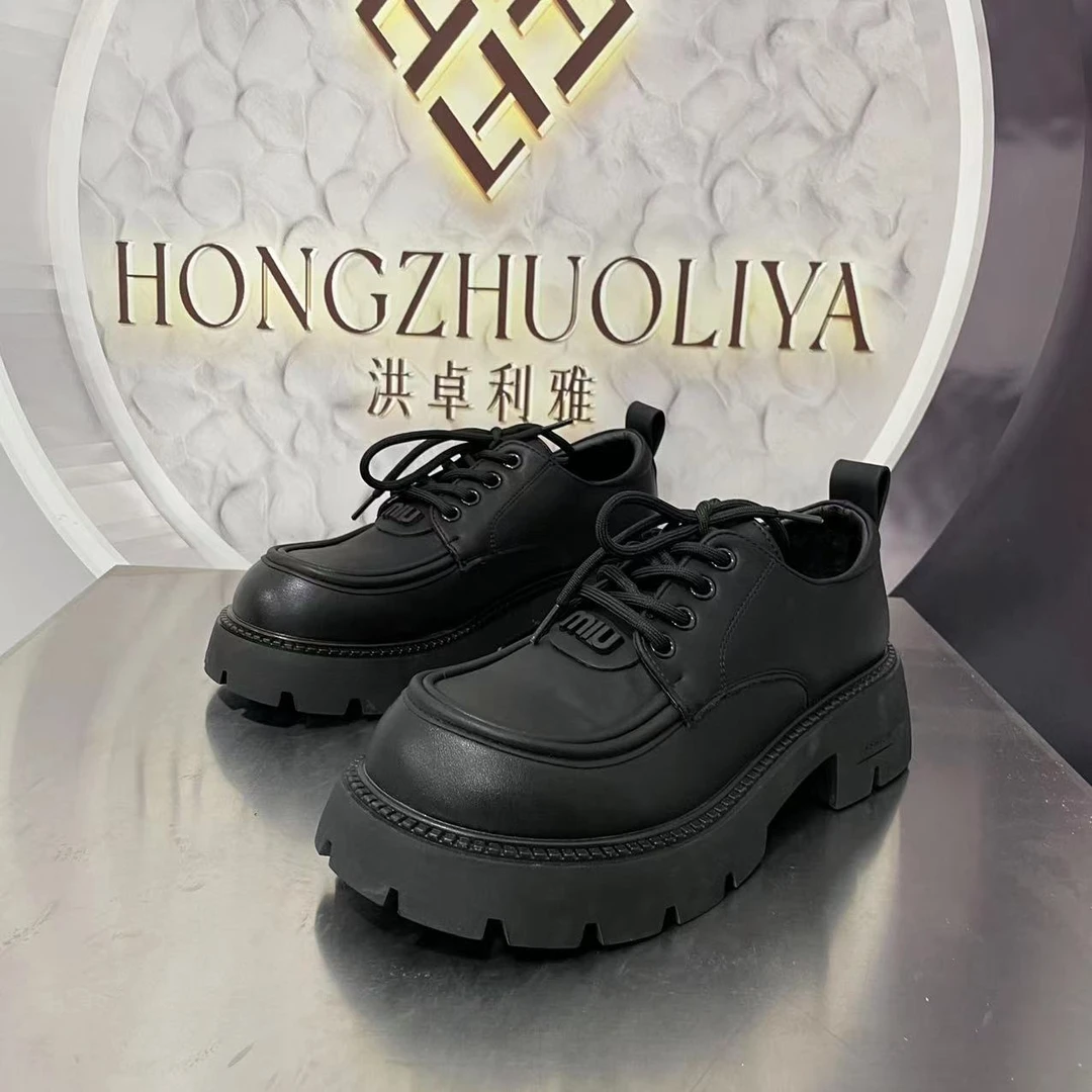 2025-5新款2023秋冬绒里新款厚底乐福鞋学院风鞋时尚圆头百搭女