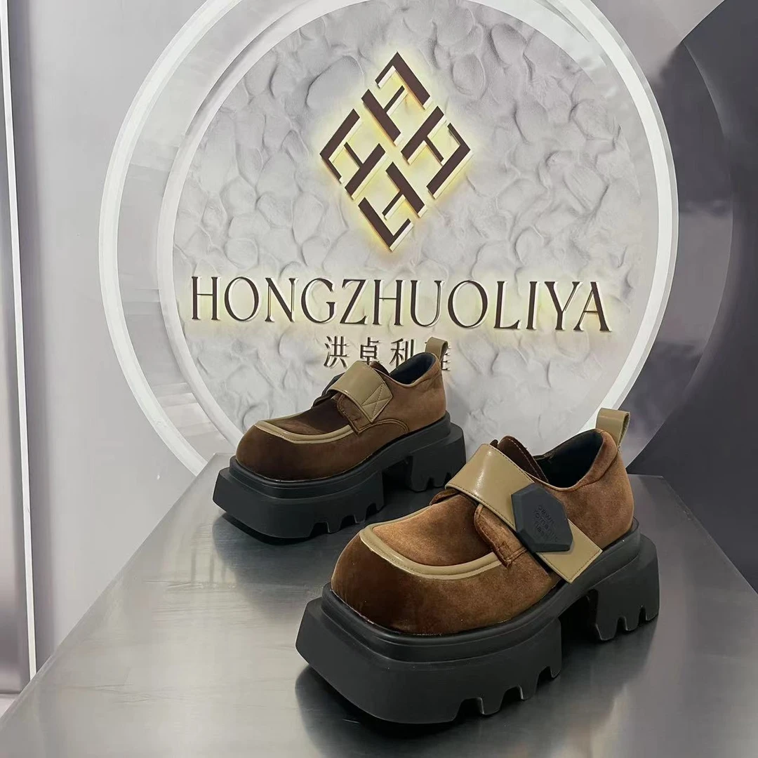 338-1乐福上新四季2024厚底乐福鞋学院风小皮鞋圆百搭棉鞋黑