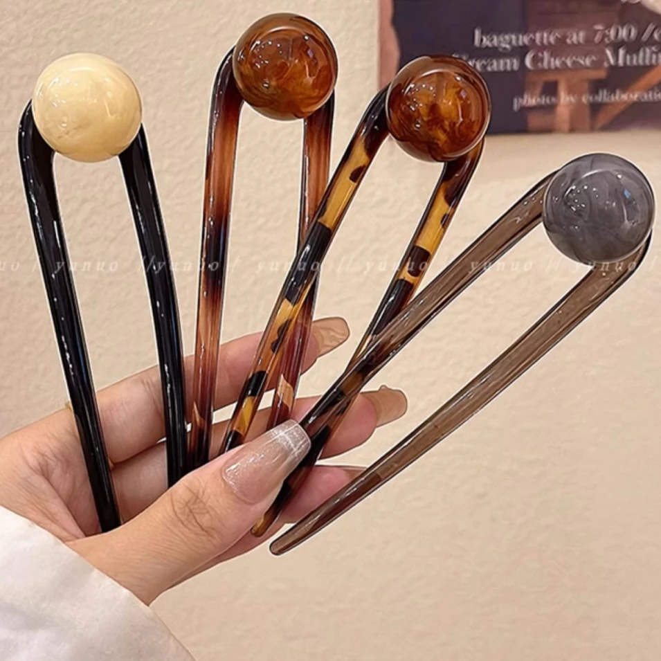 复古简约珠珠u型 ∽  发簪女古风新中式盘发簪子高级感丸子头发钗