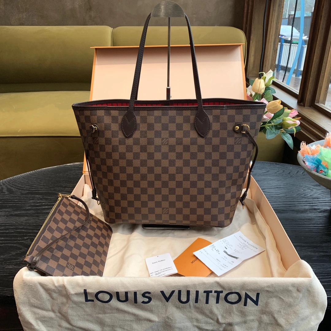 95新 LouisVuitton/路易威登 LV/Neverfull棋盘格/芯片款/sp17664