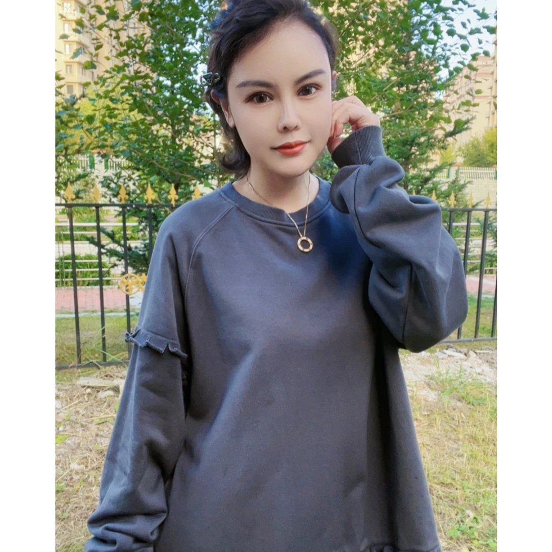 【主播推荐】时尚舒适宽松设计感灰色卫衣