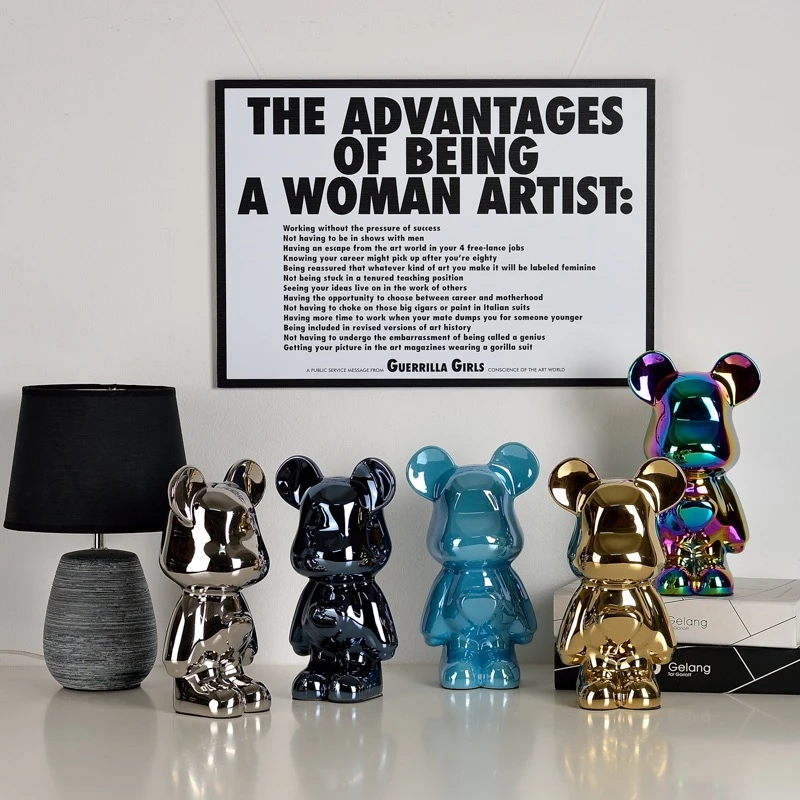 卡通陶瓷电镀暴力熊储存钱罐桌面客厅室内电视柜酒柜玄关网红摆件