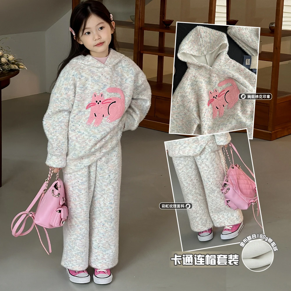 【WP-粉喵喵】奶油kids女童卫衣套装2023冬季休闲儿童两件套Y5420