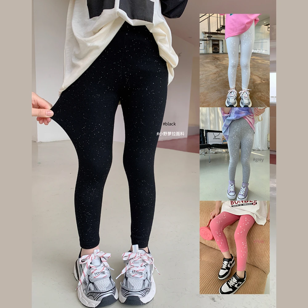 【全部入】奶油KIDS女童打底裤中大童夏款闪银薄款弹力裤子K1811