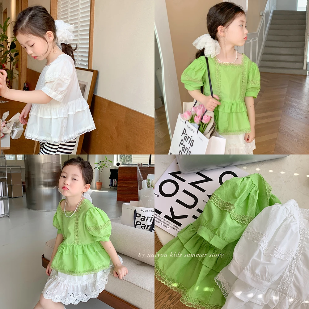 NAIYOUKIDS【天鹅颈】女童2023夏季纯色时尚方领衬衫宝宝衬衣Y4653