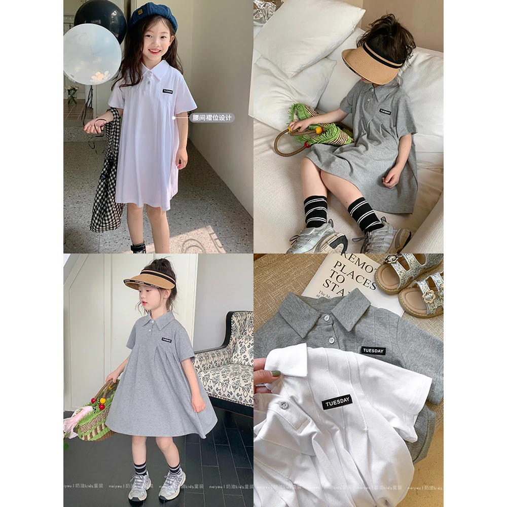 【乖乖】奶油KIDS女童2023夏装Polo领学院风宝宝连衣裙Y4908