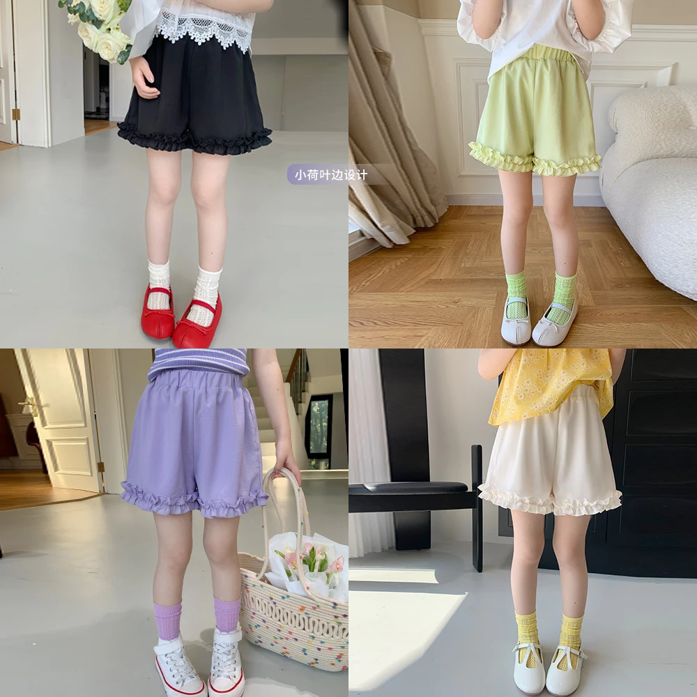 【泡泡泡芙】奶油KIDS女童2023夏季短裤洋气花边宝宝休闲裤K1803