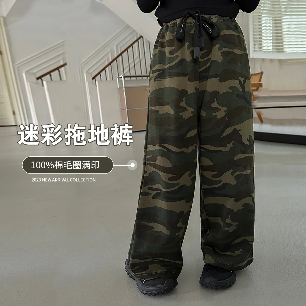 【街溜子】奶油KIDS2023秋季新款儿童宽松洋气宝宝迷彩长裤K1930