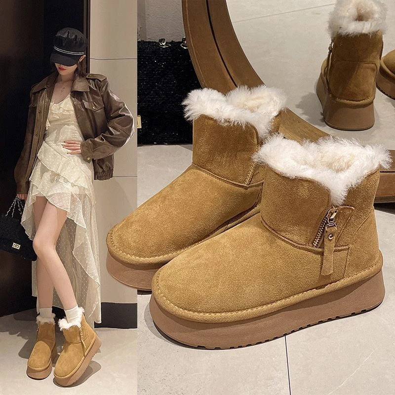 LB雪地靴厚底冬季加绒加厚侧拉链保暖百搭雪地靴 A2331