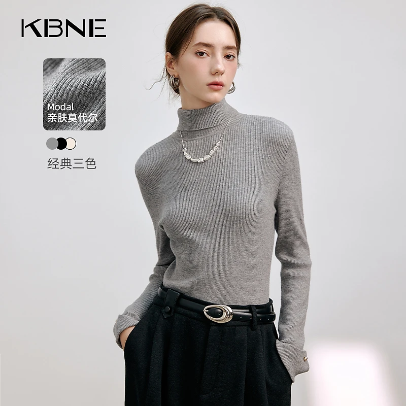 KBNE秋款女装爆款2025新款经典半高领亲肤保暖针织衫长袖打底衫