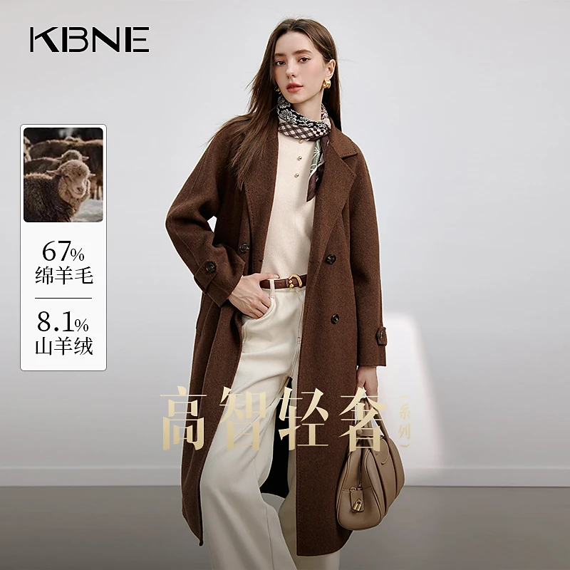 KBNE高级感大衣秋冬呢子大衣女款爆款2025新款山羊绒混纺毛呢大衣