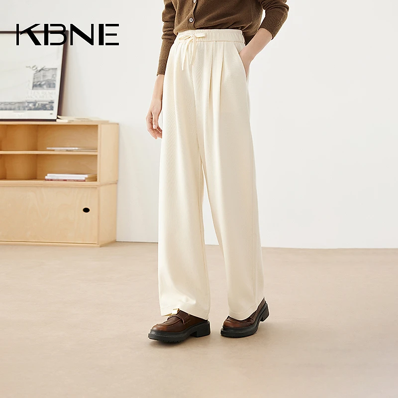 KBNE裤子阔腿裤女款爆款2024新款垂感直筒裤洋气时髦裤子白色裤子