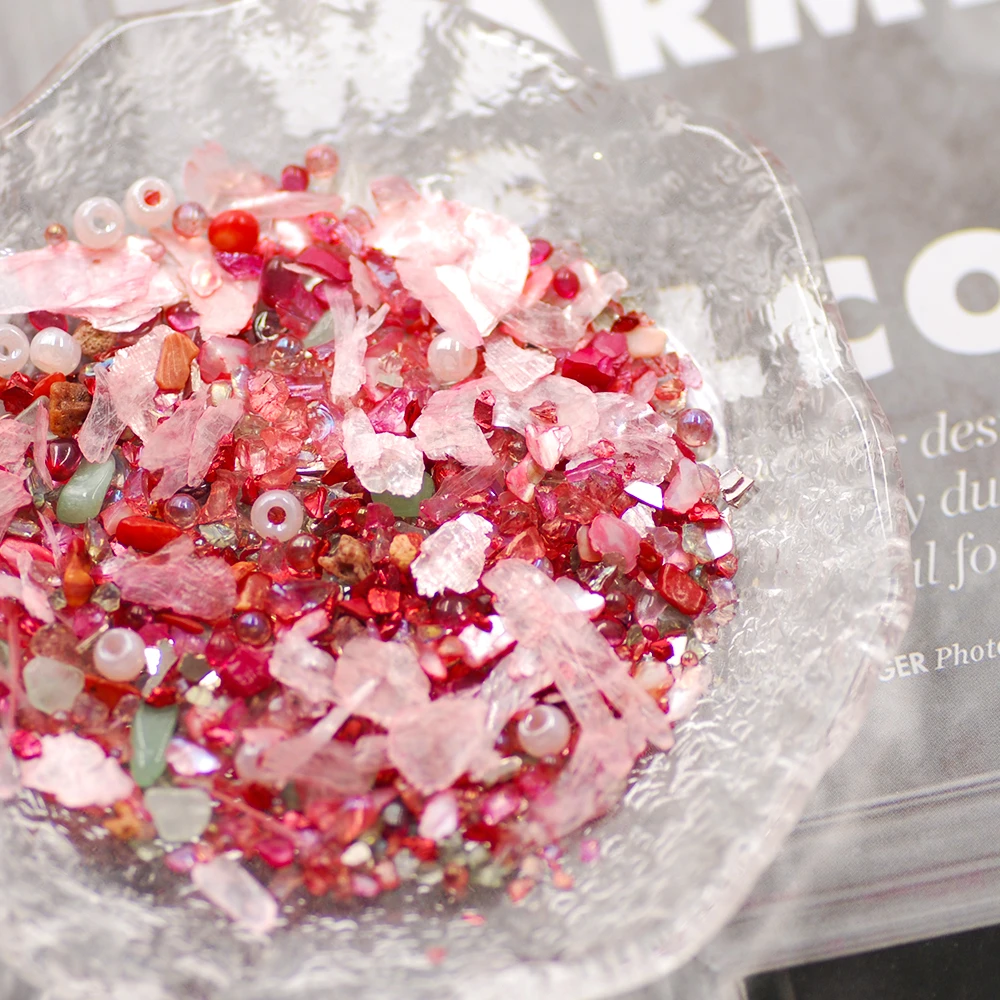 迷你流行冰透DIY美甲填充物彩色碎石碎片天然石自主配色风暴炒货