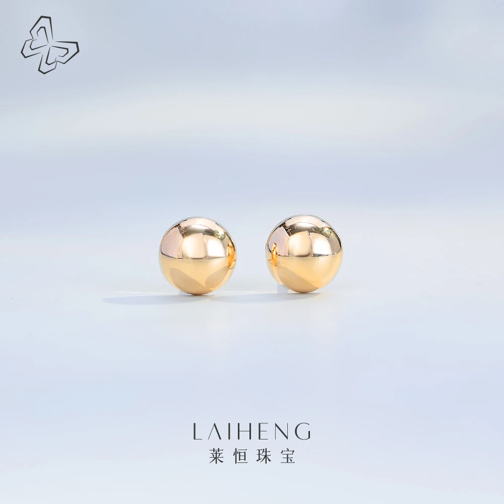 【莱恒珠宝】18K黄 【金豆豆】耳钉8mm 234809