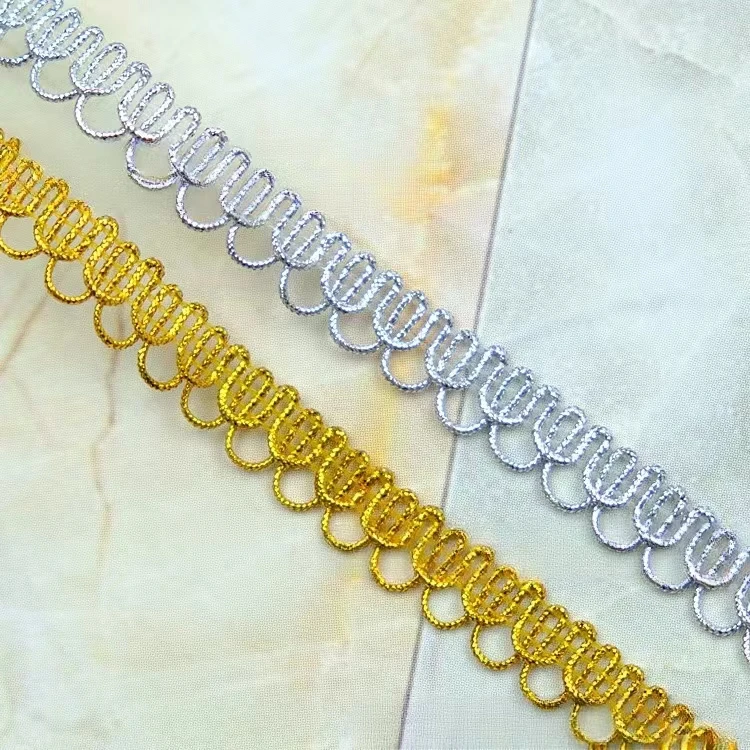 新款金银丝波浪花边 手工DIY辅料 工艺花边 服装辅料