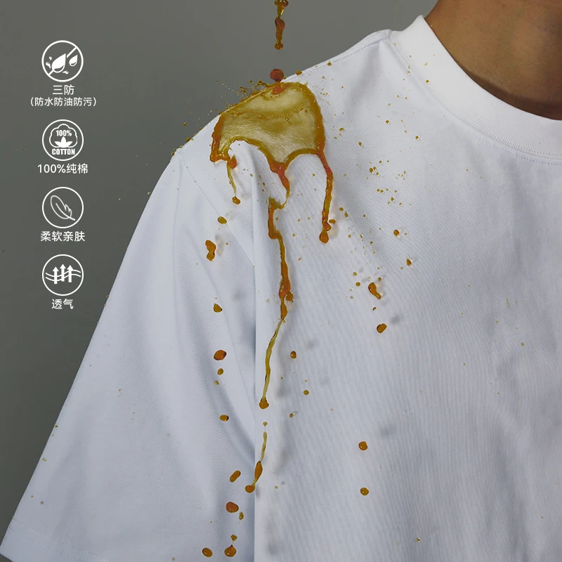 REOCHA24SS夏季三防基础刺绣短袖宽松休闲纯棉冰丝凉感t恤男女款