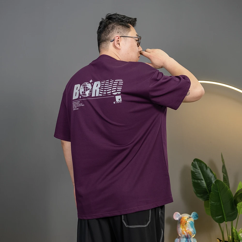 【新地球】夏季大码弹力T恤宽松男装潮加肥加大百搭半袖PB320865