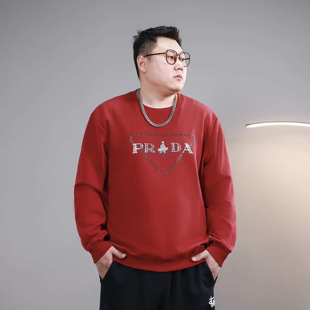 秋季大码卫衣宽松男装圆领休闲套头加肥加大长袖打底上衣PB430438