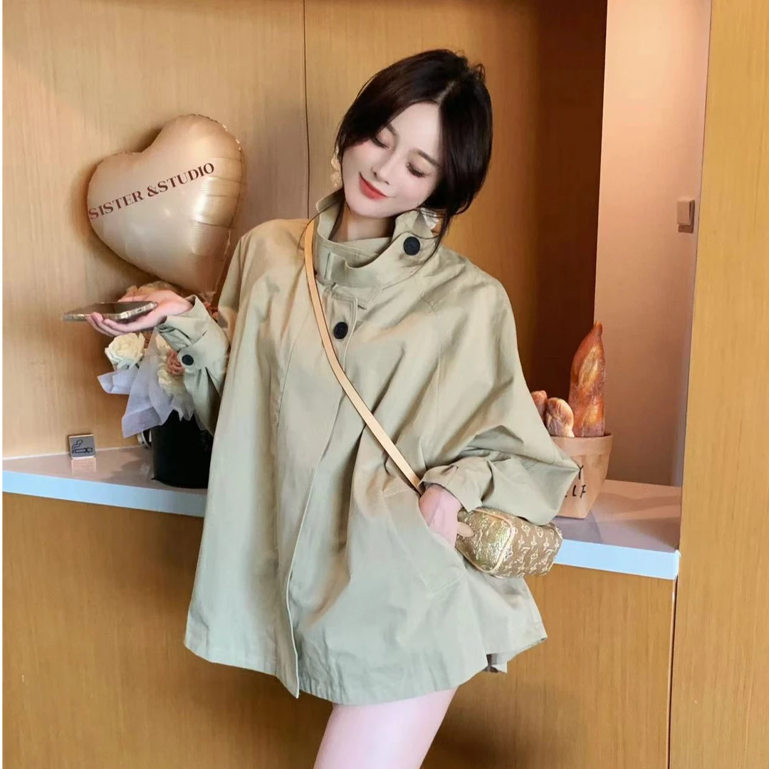 SISTER姐妹家【津影船歌】早秋法式小众设计斗篷立领宽松显瘦风衣