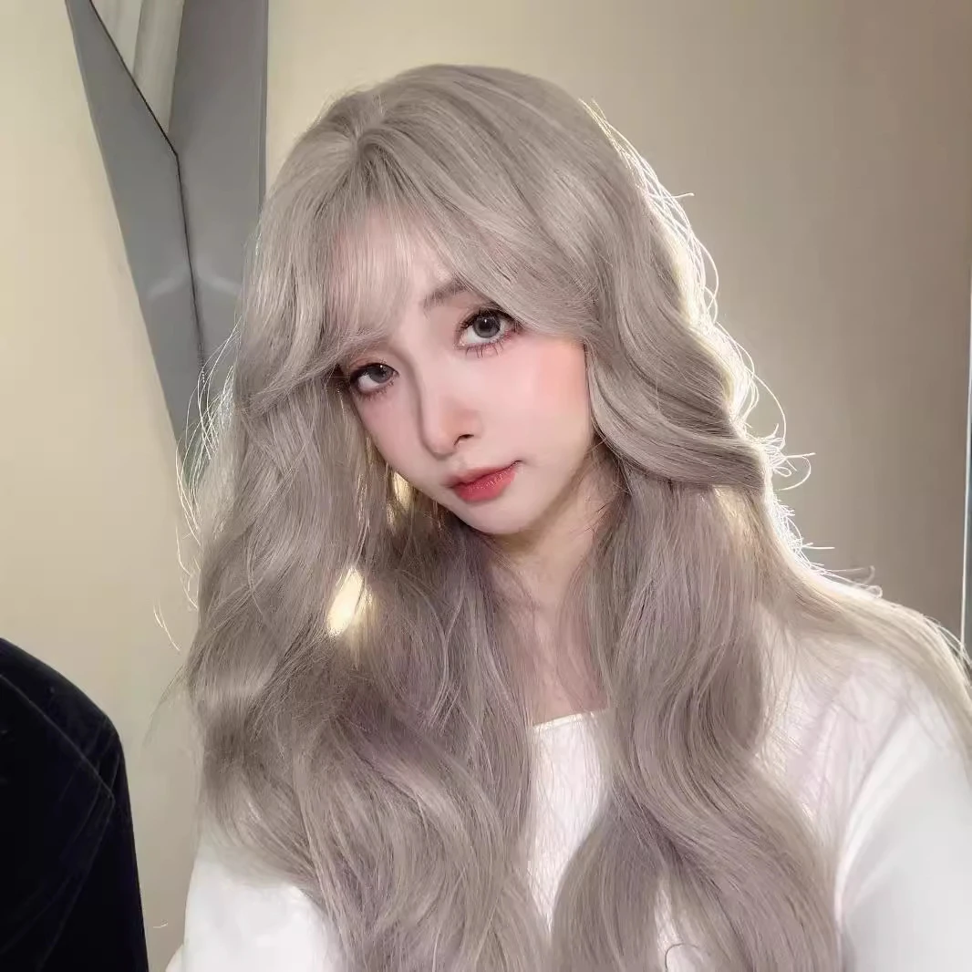 青木灰假发女长卷发波浪卷仿真发甜辣风lolita网红自然百搭全头套