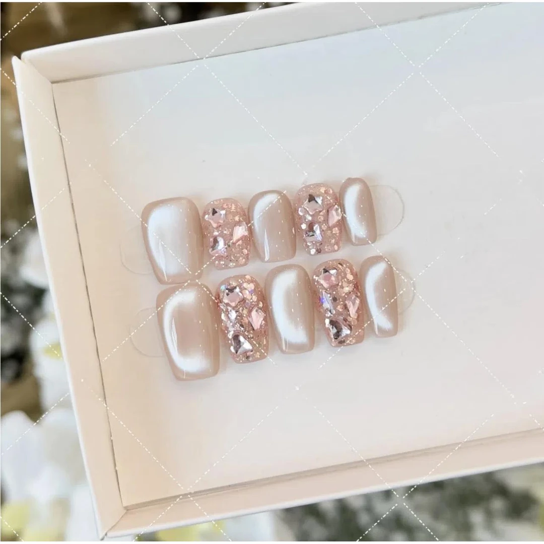 手工爆款猫眼美甲手工穿戴甲片高级感  纯手工穿戴美甲光疗甲