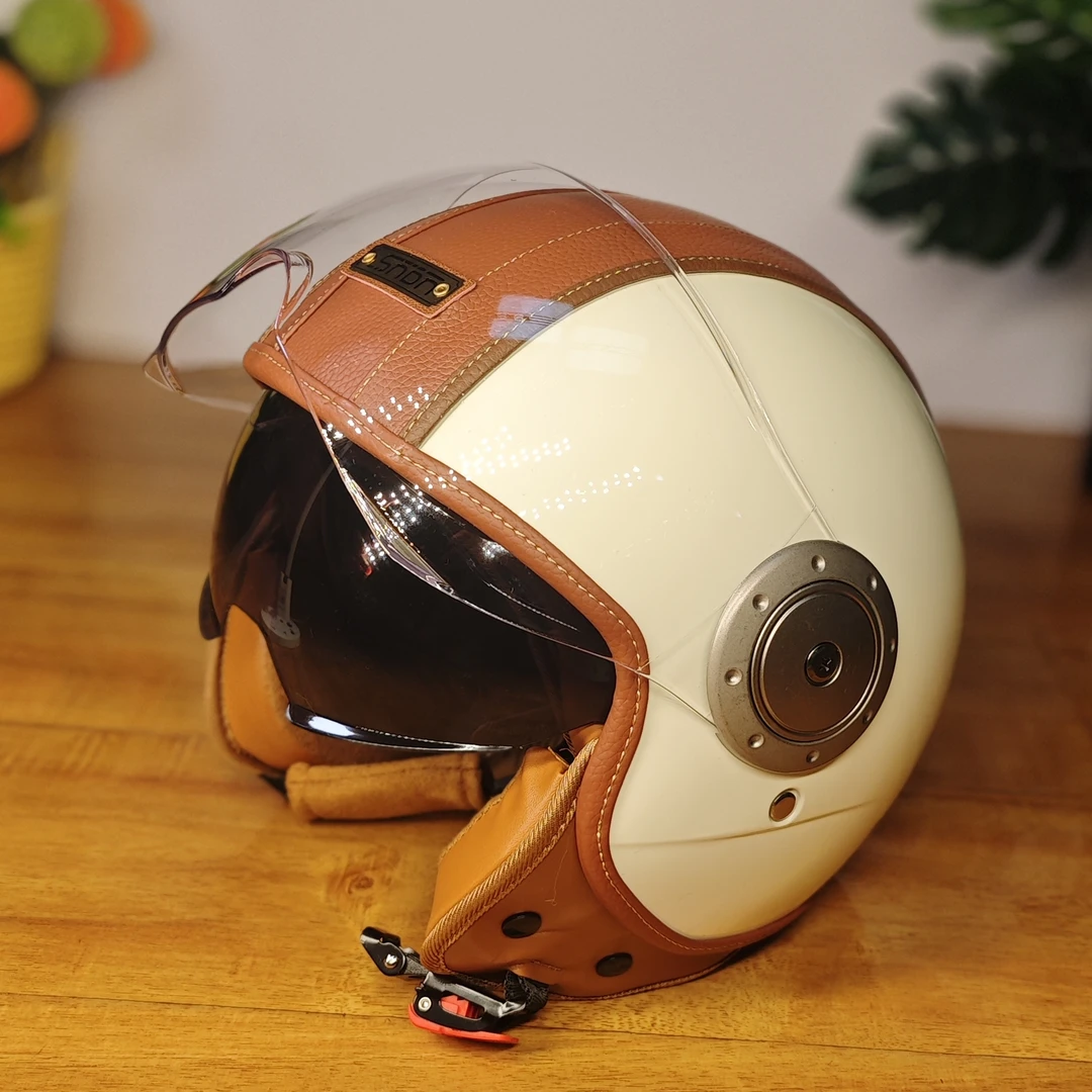 3C认证双镜复古头盔电动车摩托车电瓶车头盔四季通用男女通用可拆