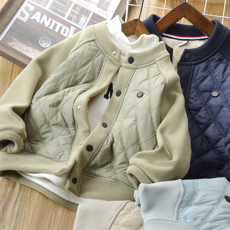 儿童夹棉加厚外套秋冬装男童新款防风上衣校服内搭24181